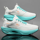 Sapatilhas Desportivas Casuais Ultraleves para Homem, Sapatos de Corrida Profissionais de Maratona com Placa de Carbono e Amortecimento, Sapatos Desportivos de Treino Respiráveis de Cano Baixo com Parte Superior Fluorescente, Sola TPR para Treino em Todas