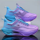 Sapatilhas Desportivas Casuais Ultraleves para Homem, Sapatos de Corrida Profissionais de Maratona com Placa de Carbono e Amortecimento, Sapatos Desportivos de Treino Respiráveis de Cano Baixo com Parte Superior Fluorescente, Sola TPR para Treino em Todas