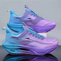 Sapatilhas Desportivas Casuais Ultraleves para Homem, Sapatos de Corrida Profissionais de Maratona com Placa de Carbono e Amortecimento, Sapatos Desportivos de Treino Respiráveis de Cano Baixo com Parte Superior Fluorescente, Sola TPR para Treino em Todas