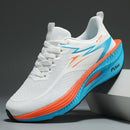 Sapatilhas Desportivas Casuais Ultraleves para Homem, Sapatos de Corrida Profissionais de Maratona com Placa de Carbono e Amortecimento, Sapatos Desportivos de Treino Respiráveis de Cano Baixo com Parte Superior Fluorescente, Sola TPR para Treino em Todas