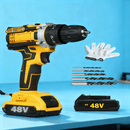 Este conjunto de furadeira de impacto profissional de 48V inclui um carregador, baterias, um par de luvas e cinco brocas; ou inclui um carregador, duas baterias, um par de luvas e uma caixa de ferramentas. Outras configurações opcionais também estão dispo