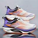 Sapatilhas Desportivas Casuais Ultraleves para Homem, Sapatos de Corrida Profissionais de Maratona com Placa de Carbono e Amortecimento, Sapatos Desportivos de Treino Respiráveis de Cano Baixo com Parte Superior Fluorescente, Sola TPR para Treino em Todas