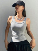 Camiseta Regata Feminina Básica de Malha de Verão Ferrazi