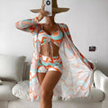 Conjunto Biquíni Feminino 3 Peças Estampa Tropical Ferrazi