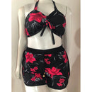 Conjunto Biquíni Feminino 3 Peças Estampado com Shorts Ferrazi
