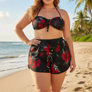 Conjunto Biquíni Feminino 3 Peças Estampado com Shorts Ferrazi