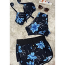 Conjunto Biquíni Feminino 3 Peças Estampado com Shorts Ferrazi