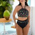 Conjunto Biquíni Feminino Cintura Alta com Top Faixa Ferrazi