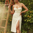 Vestido Feminino Floral Longo com Fenda Ferrazi