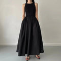 Vestido Feminino Longo Preto Elegante e Básico Ferrazi