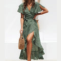 Vestido Feminino Longo de Verão Estampado com Babados Ferrazi